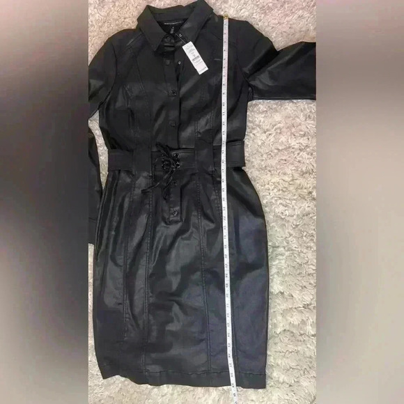 White House Black Market black womens coated denim dress - Picture 9 of 16